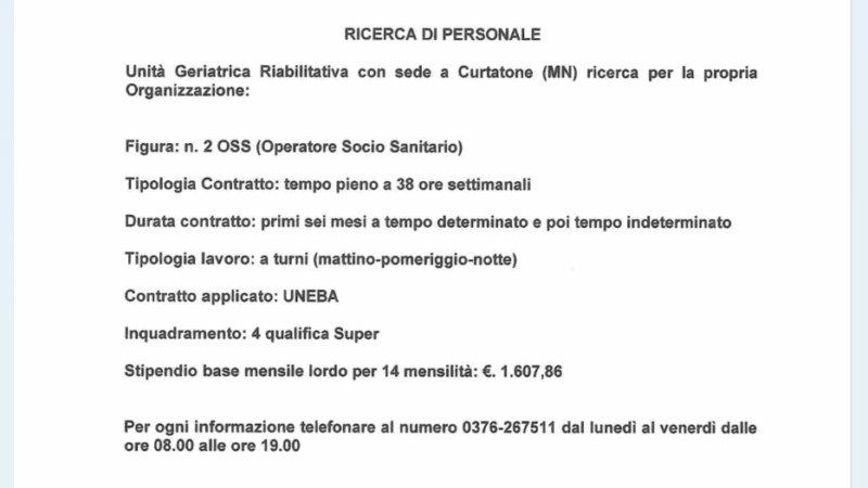 RICERCA DI PERSONALE