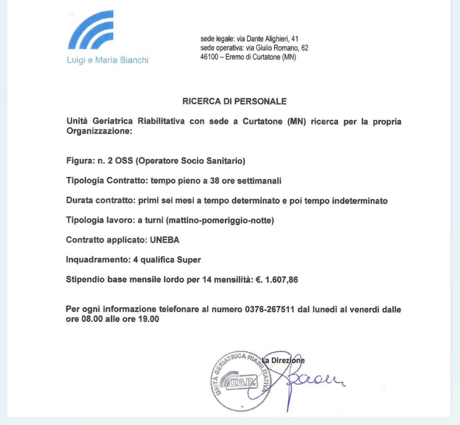 RICERCA DI PERSONALE